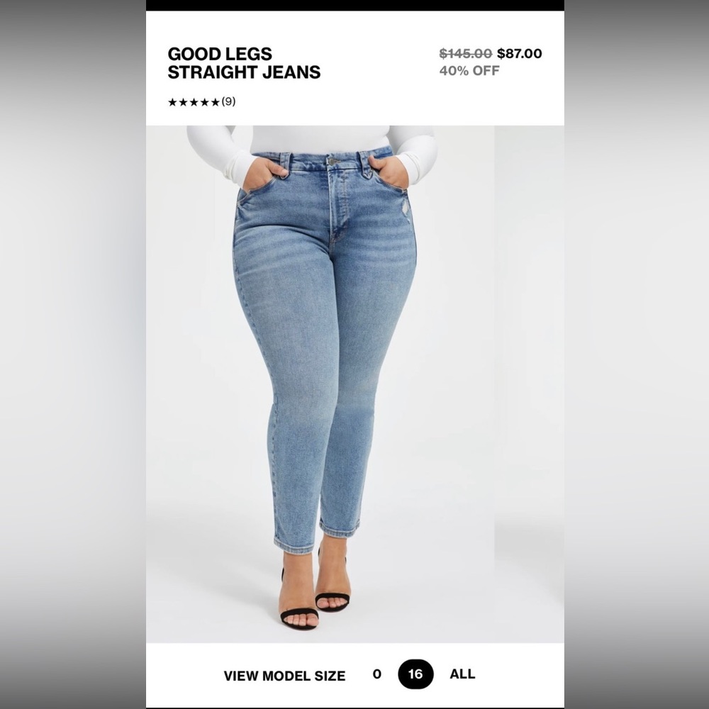 Good American Good Legs Straight High Waisted Jeans sz 6 - Only wore once